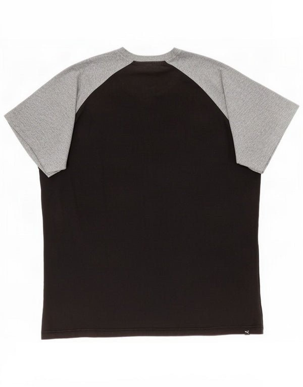 Puma Herre T-Shirt Top 2XL Sort Colourblock Bomuld