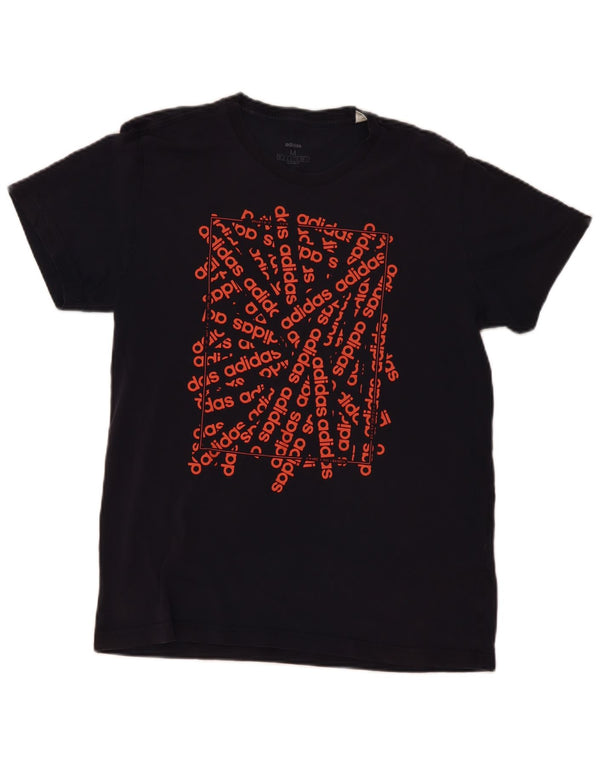 Adidas Herre grafisk T-shirt Top Medium Marineblå Bomuld