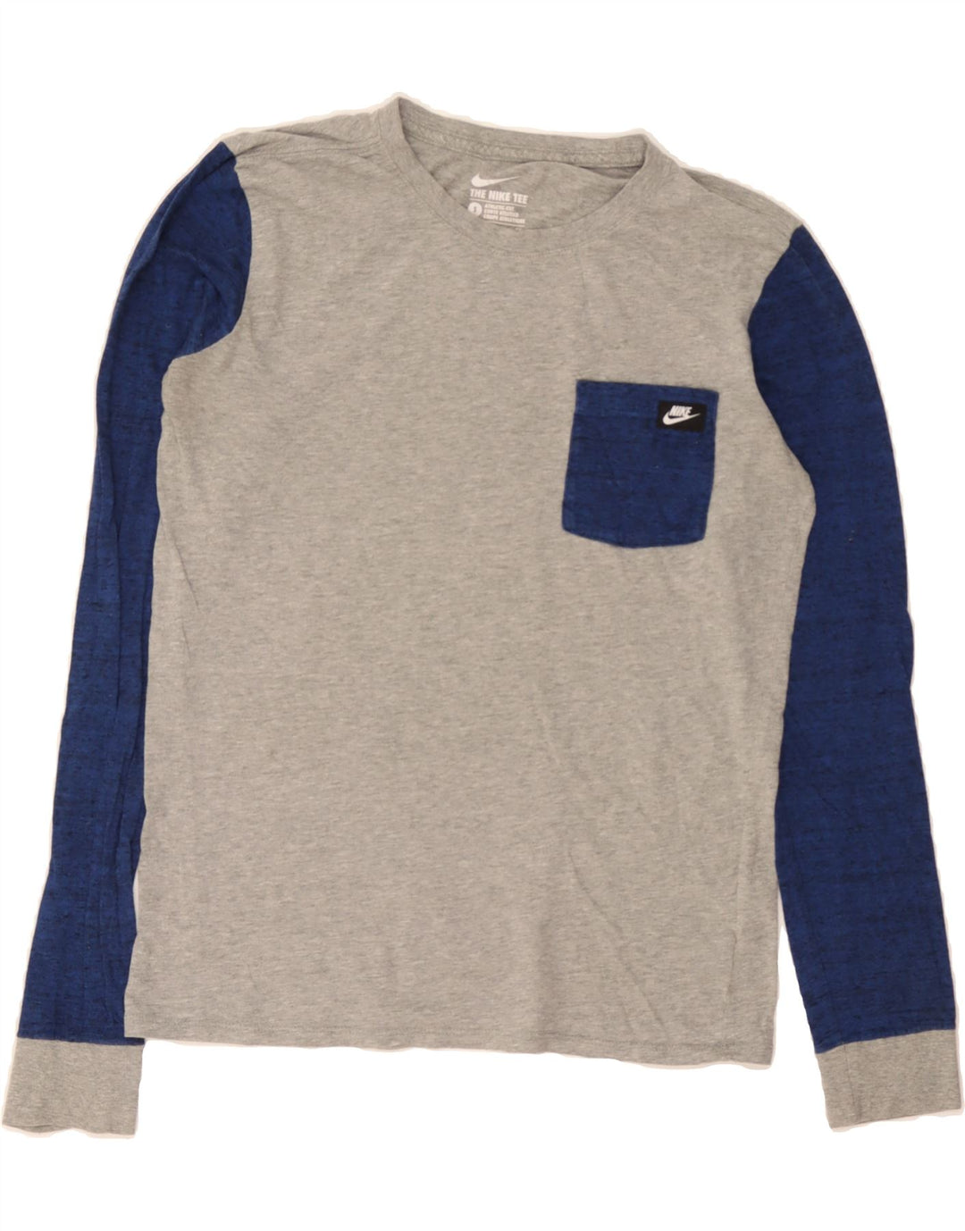 NIKE Mens Athletic Cut Top Long Sleeve Small Grey Colourblock Cotton Vintage Nike and Second-Hand Nike from Messina Hembry 