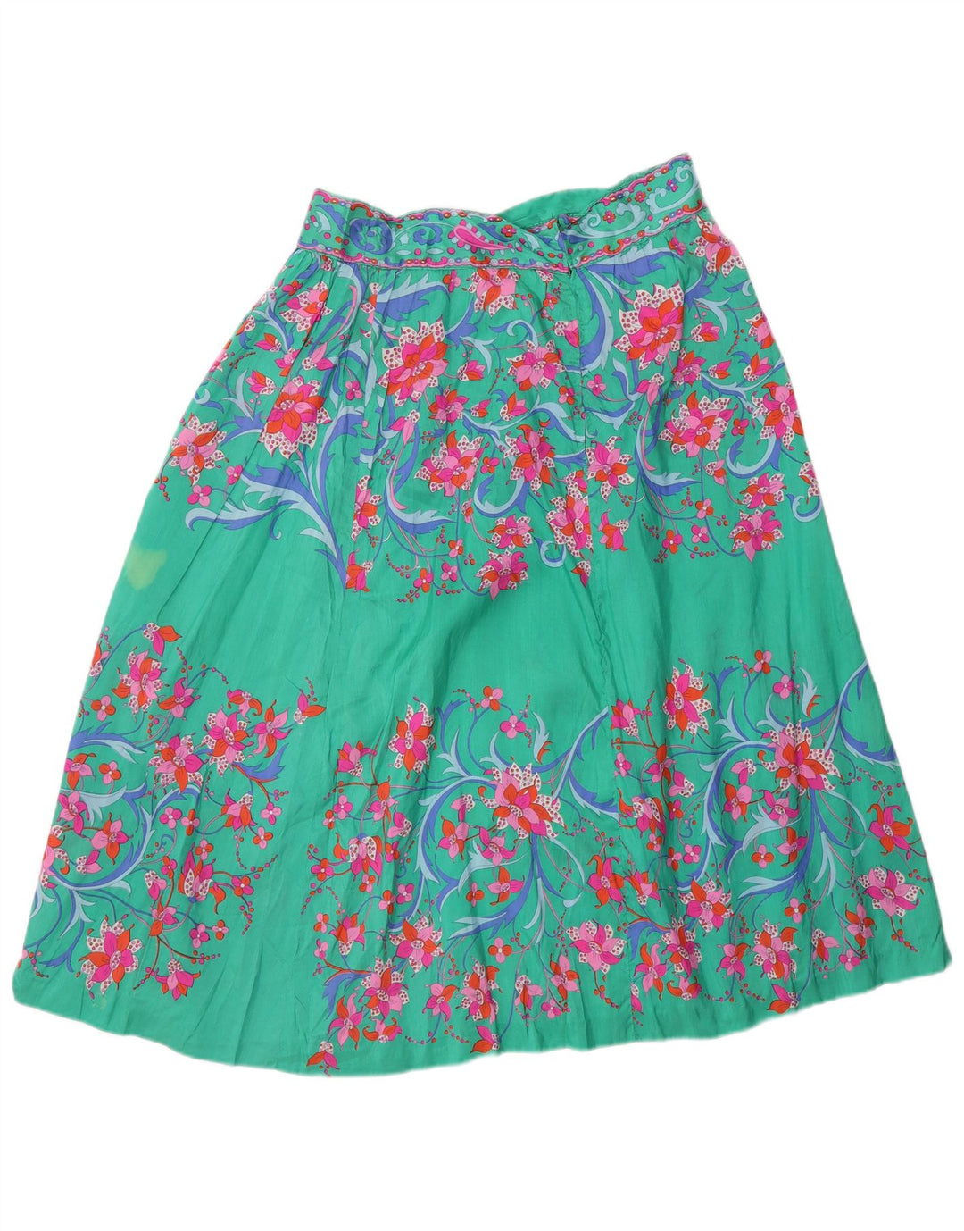 Vintage Kvinders Flared Skirt W28 Medium Green Floral