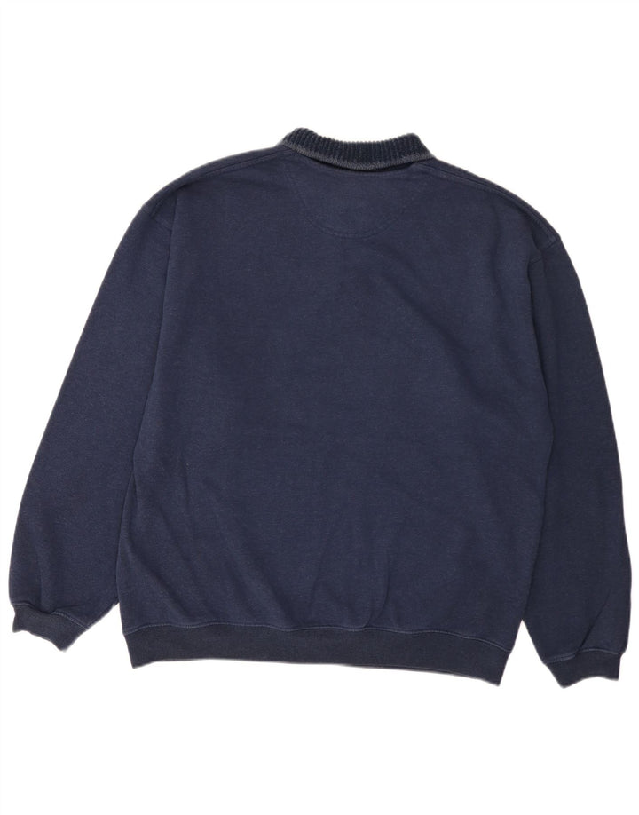 Marks & Spencer Herre Polo Neck Sweatshirt Jumper Stor Marineblå Stribet