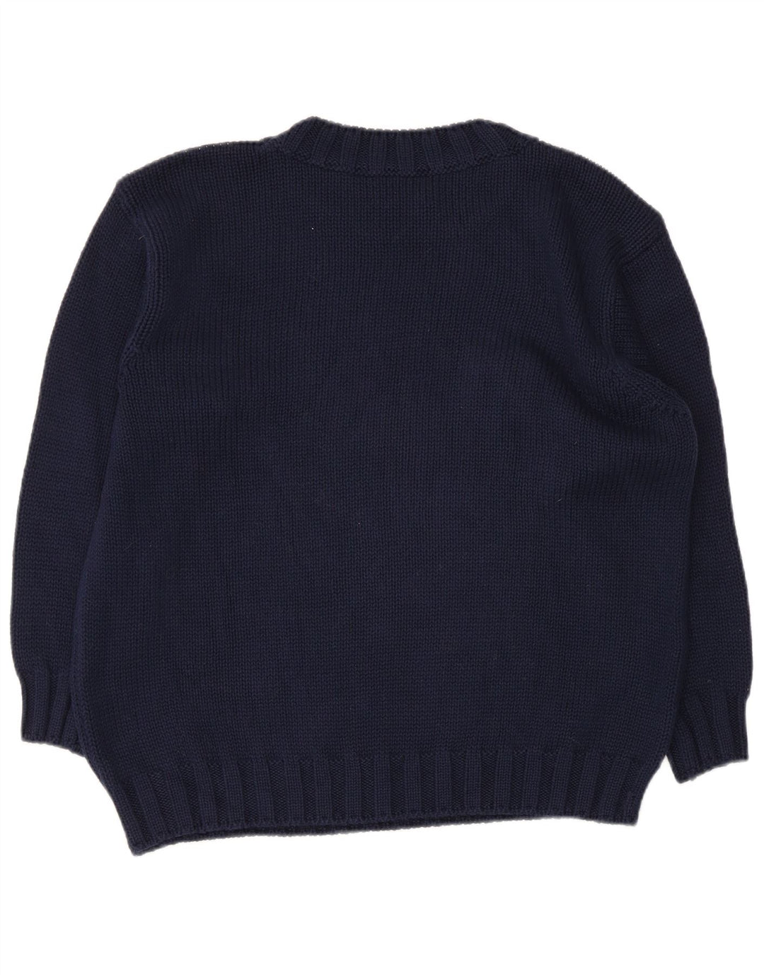 Benetton Dame Crew Neck Jumper Sweater IT 42 Medium Navy Blue Floral