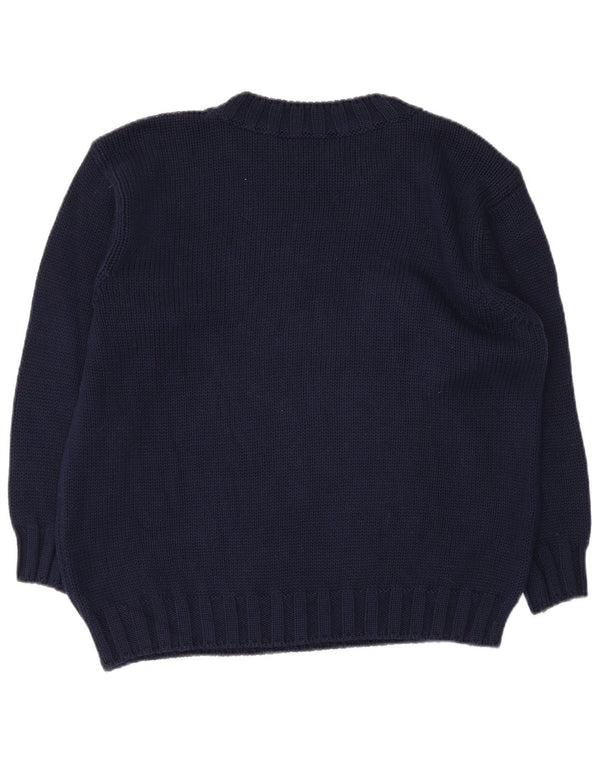 Benetton Dame Crew Neck Jumper Sweater IT 42 Medium Navy Blue Floral