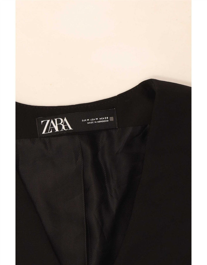 Zara Womens Crop vest UK 14 Medium Black Polyester