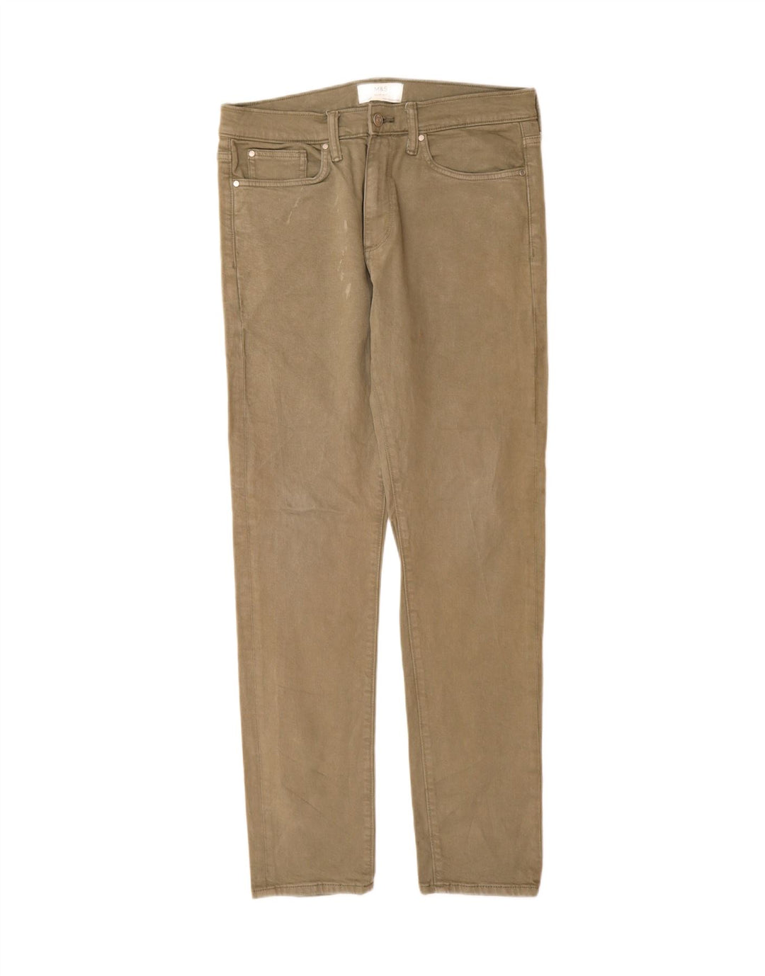 Marks & Spencer Herre Slim Jeans W32 L33 Khaki Bomuld