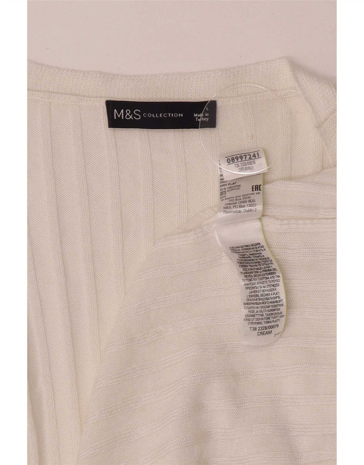 Marks & Spencer Dame Longline Åben Cardigan Sweater UK 16 Large Off White