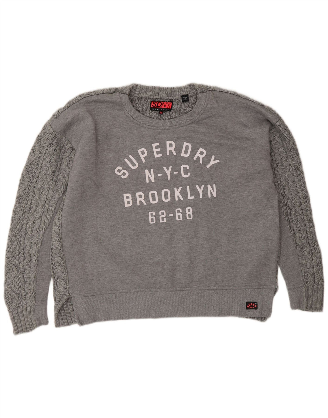 SUPERDRY Dame Oversized grafisk sweatshirt Jumper UK 14 Medium Grey