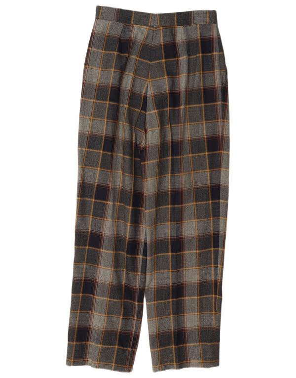 Vintage kvinders højtaljede afslappede bukser W26 L28 grå plaid