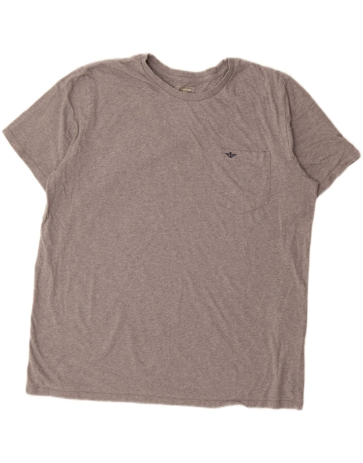 DOCKERS Herre T-Shirt Top 2XL Grå Flecked Bomuld