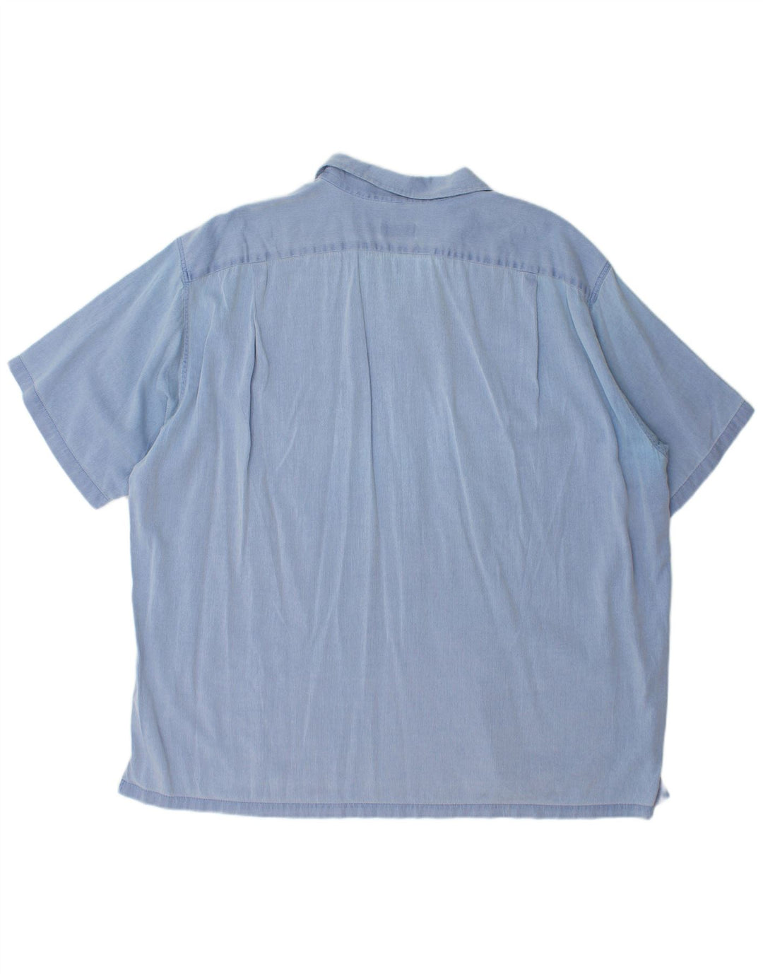 LACOSTE Kortærmet Herreskjorte Størrelse 45 XL Blå nålestribet bomuld