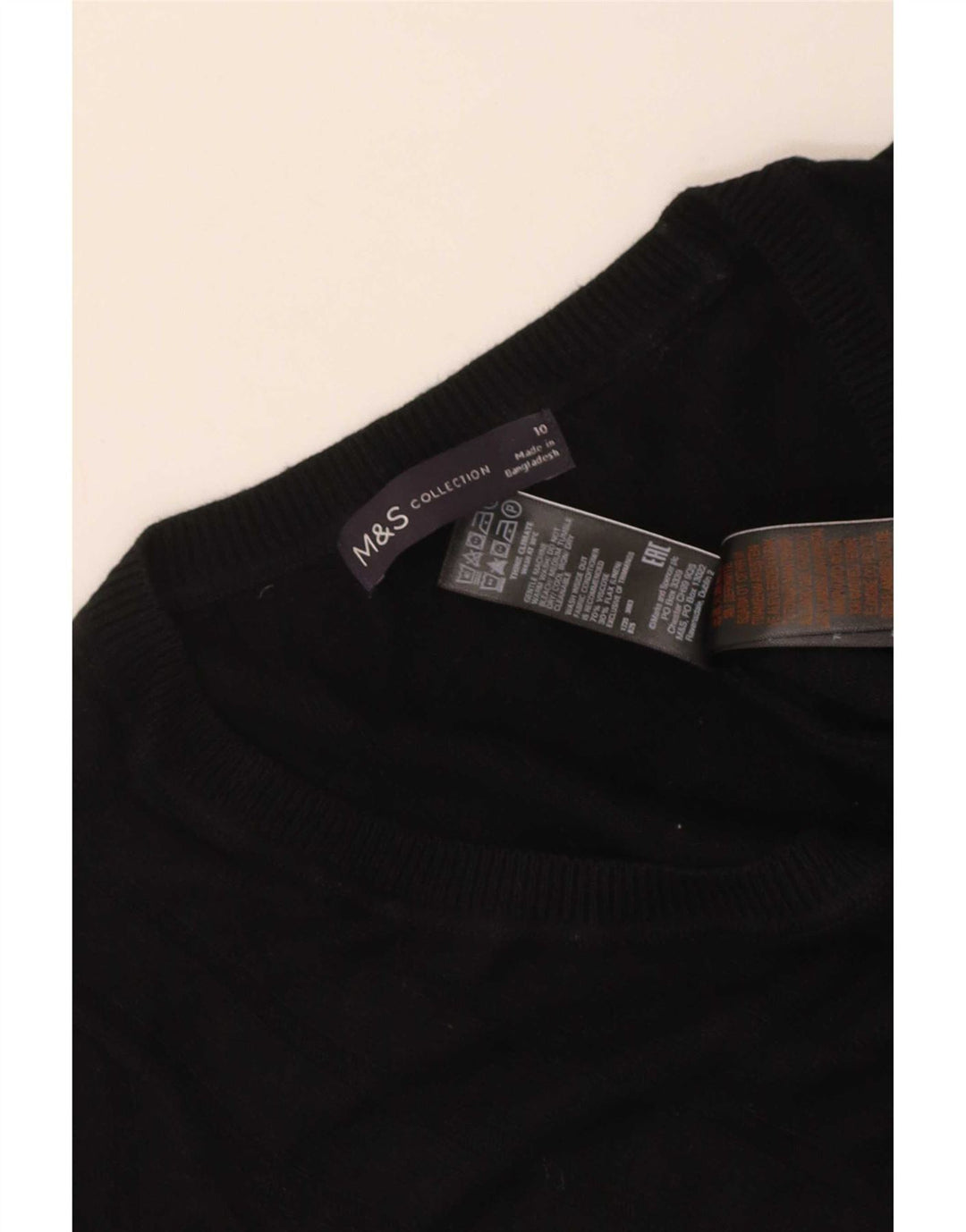 Marks & Spencer Dame Boat Neck Jumper Sweater UK 10 Small Black