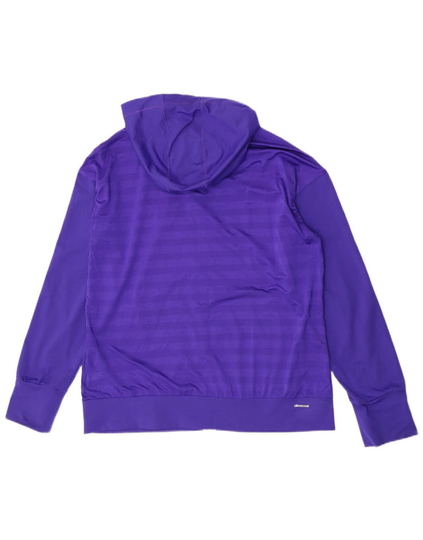 Adidas Dame Climacool Hættetrøje Sweater med lynlås UK 20/22 XL lilla stribet