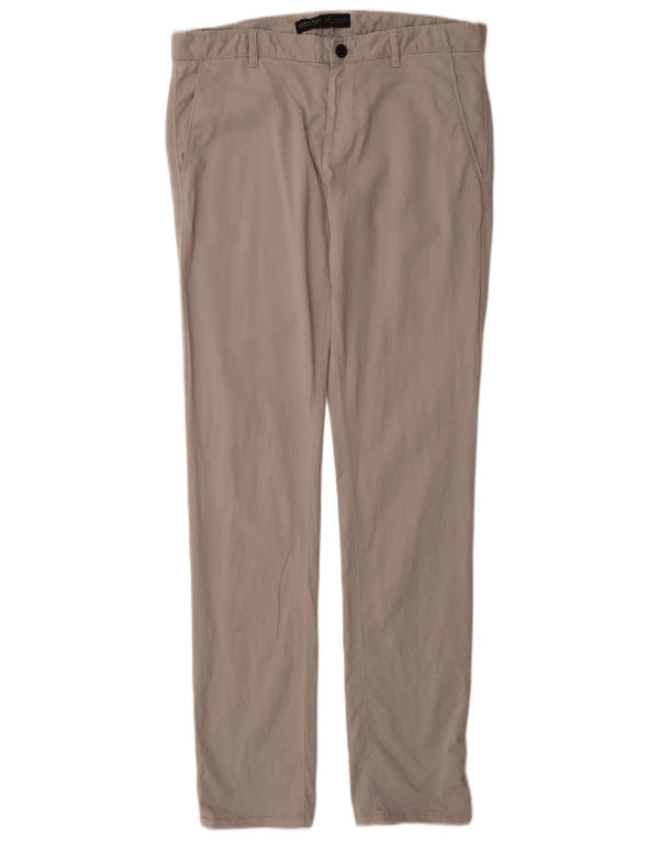 Zara Herre Slim Chino Bukser EU 42Large W32 L35 Grå Bomuld