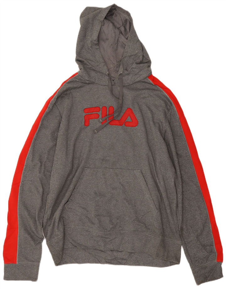 Fila Grafisk hættetrøje til mænd 2XL Grå Colourblock Polyester