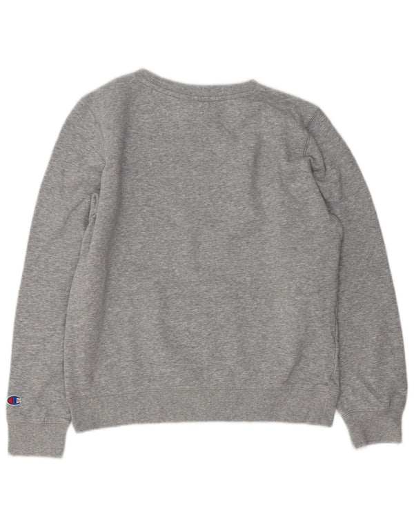 Champion Dame Grafisk Sweatshirt Jumper UK 10 Small Grey Flecked