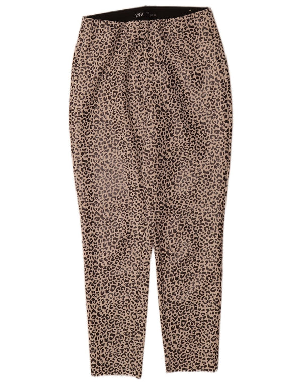 Zara Womens Leggings UK 12 Medium Beige Animal Print Polyester