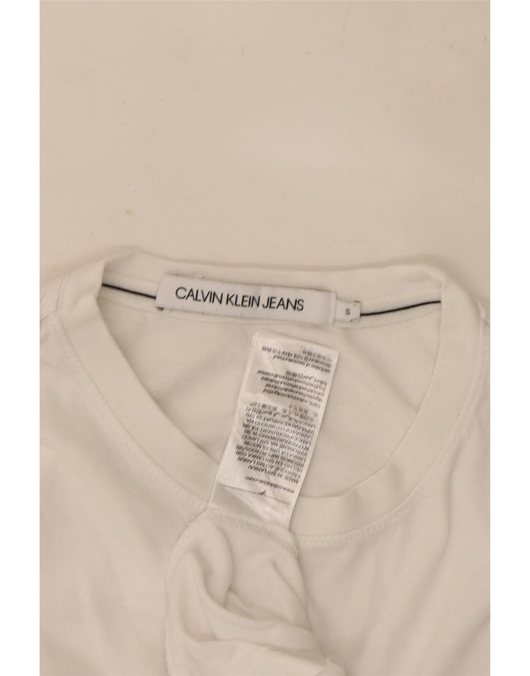 Calvin Klein Jeans Herre T-Shirt Top Lille Hvid Bomuld