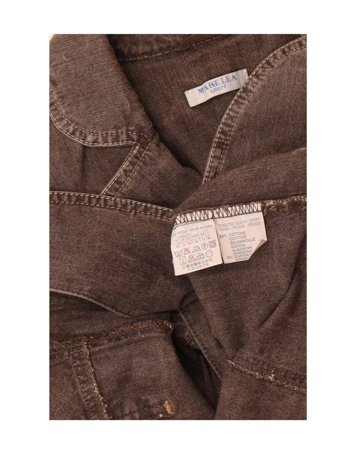 Marella Dame 2 Button Denim Blazer Jacket UK 14 Stor Grå Bomuld