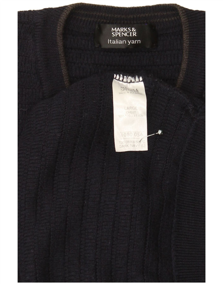 Marks & Spencer Herre V-hals sweater Stor marineblå akryl