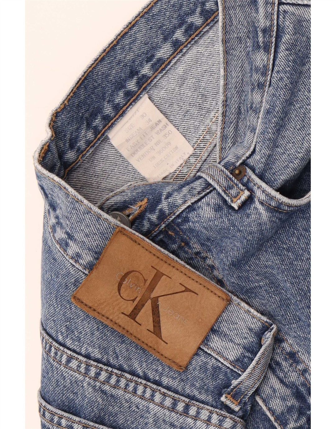 Calvin Klein Herre tilspidsede jeans W30 L30 Blå Bomuld