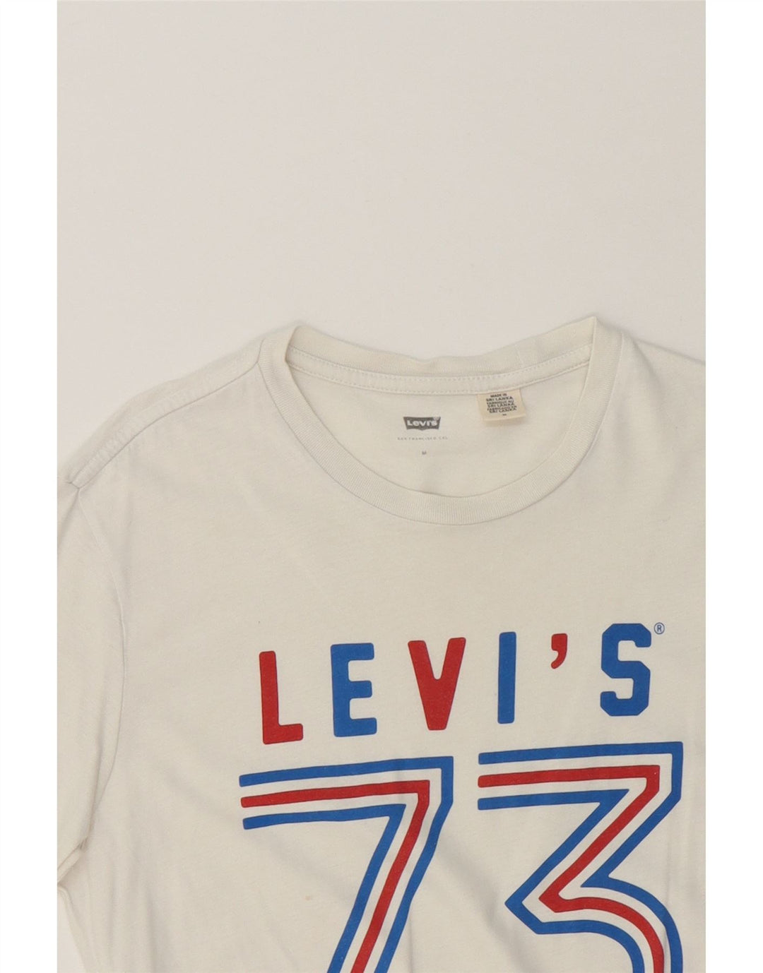 LEVI'S Mens Graphic T-Shirt Top Medium White Cotton Vintage Levi's and Second-Hand Levi's from Messina Hembry 