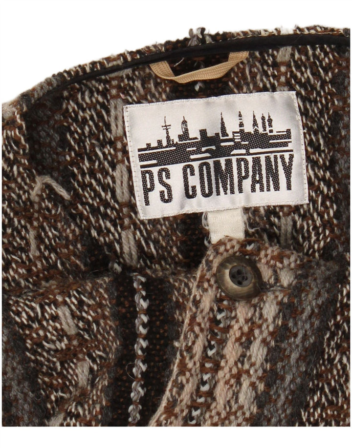 PS Company Herre cardigan sweater Medium brun stribet uld