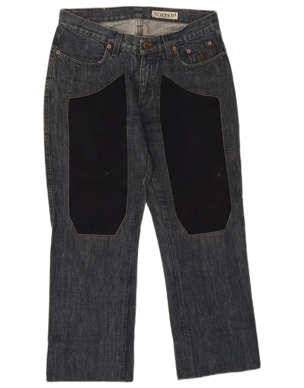 Jeckerson Womens Cropped Jeans W29 L25 Navy Blue Colourblock Cotton