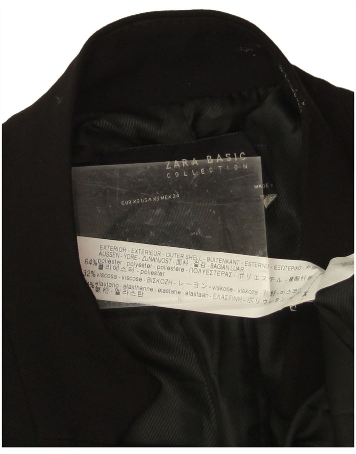 Zara Dame Longline Blazer Jacket UK 6 XS Sort Polyester