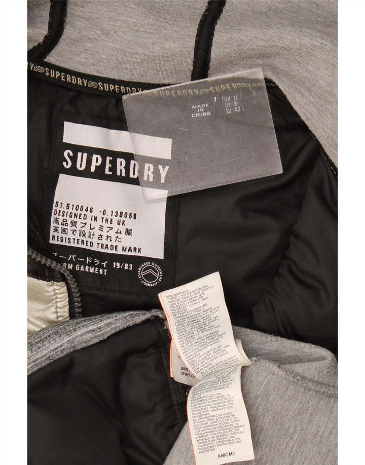 Superdry Polstret hættejakke til kvinder UK 12 Medium Grey Colourblock Nylon