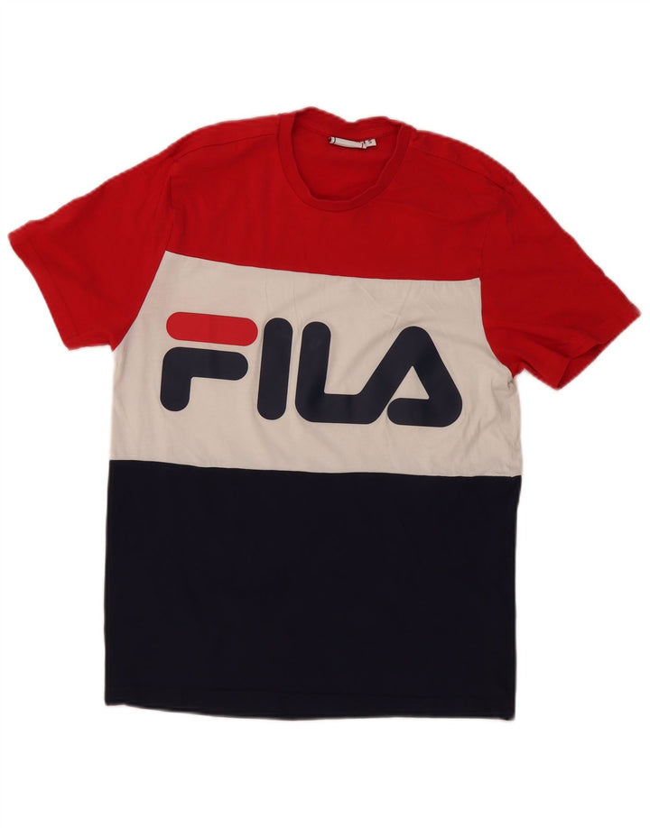 Fila Herre grafisk T-shirt Top Lille flerfarvet Colourblock Bomuld