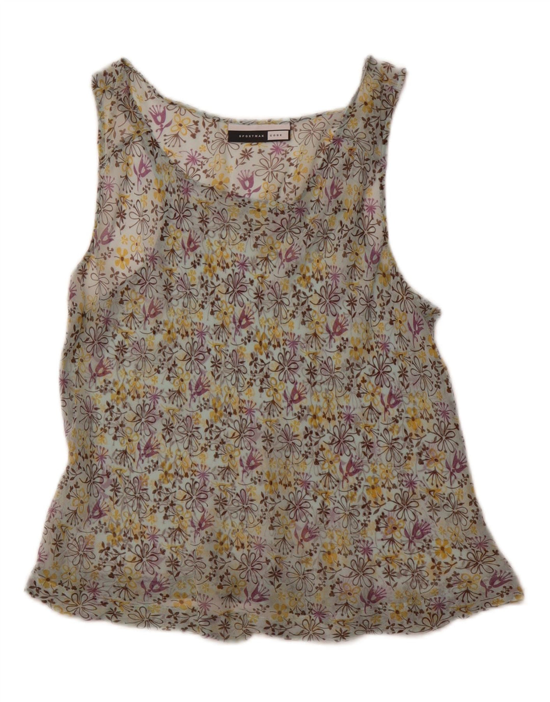 SPORTMAX Womens Sleeveless Blouse Top UK 16 Large Multicoloured Floral