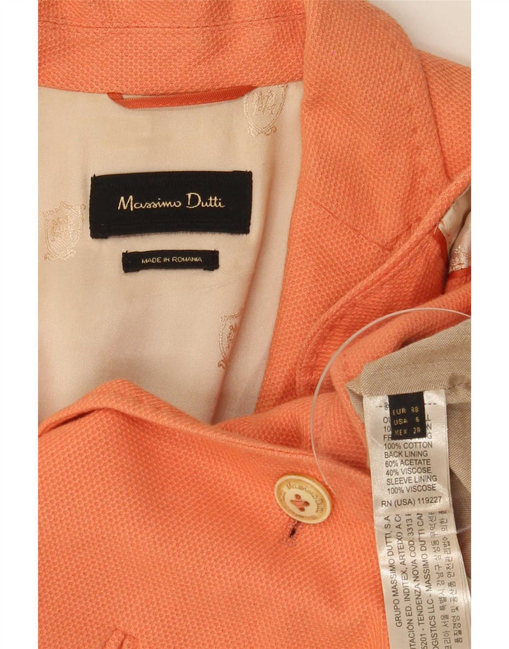Massimo Dutti Dame 1-knaps blazerjakke EU 38 Small Orange Cotton