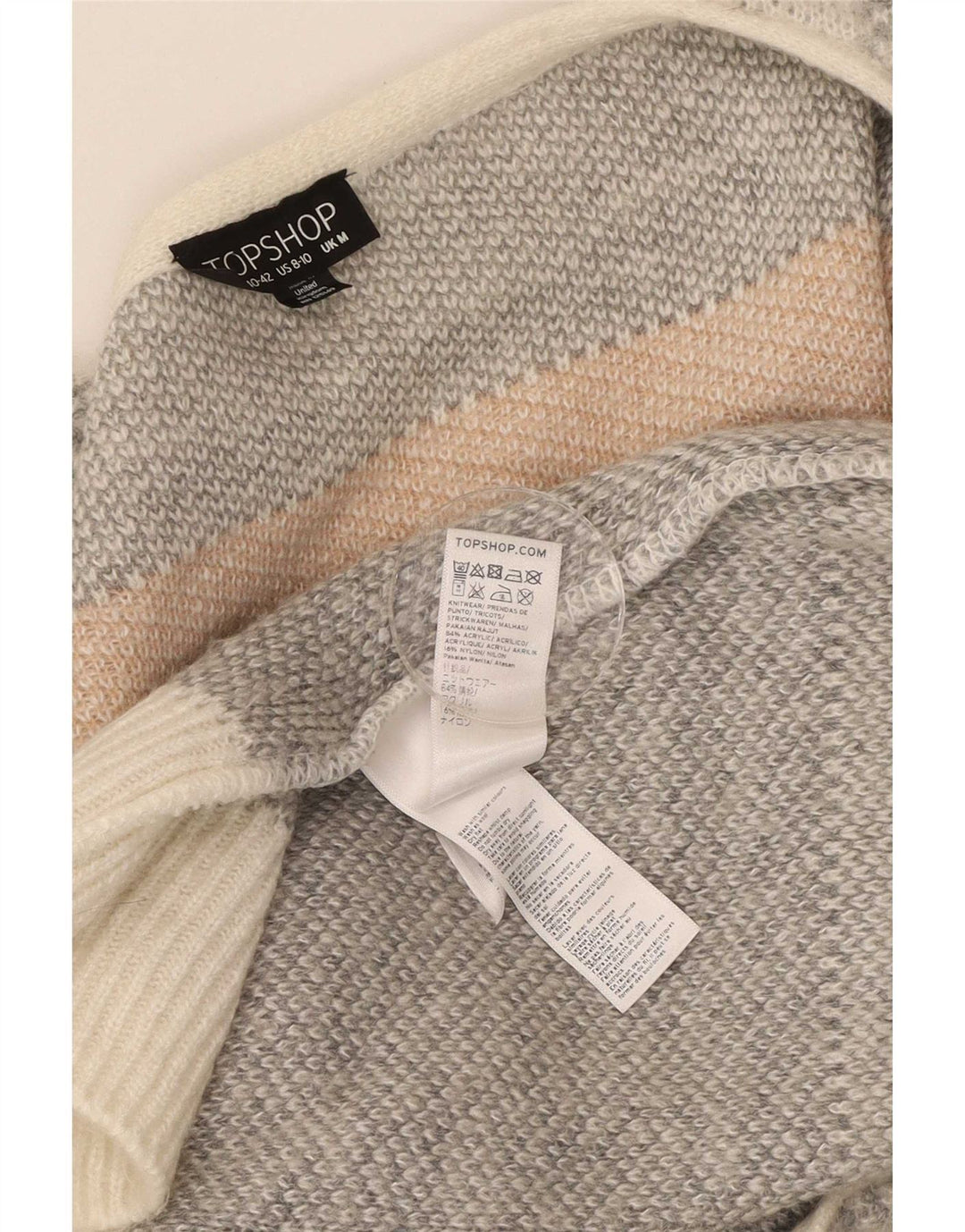 Topshop Dame Oversized Cardigan Sweater UK 14 Medium Beige Ternet akryl