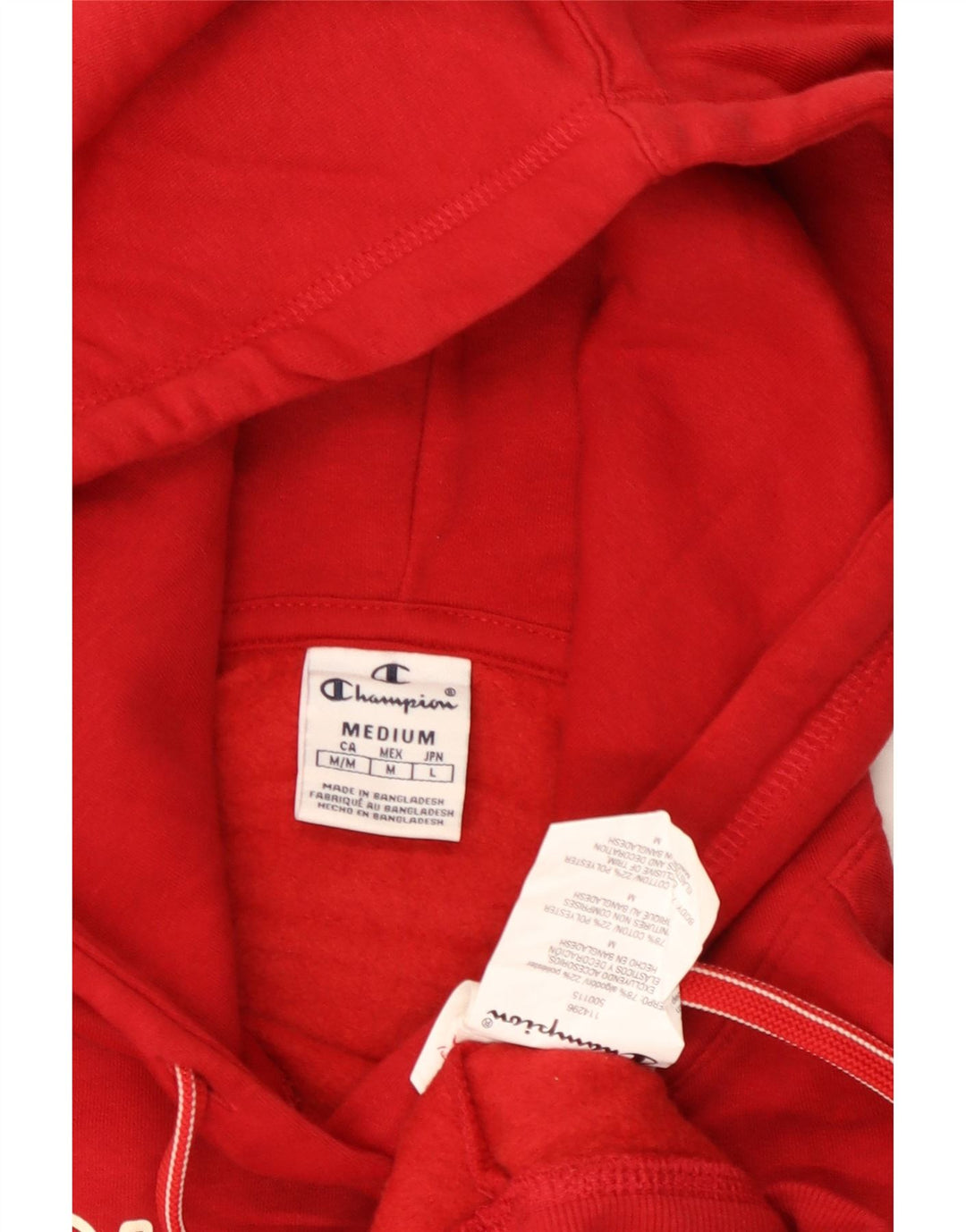 Champion Dame Grafisk Hoodie Jumper UK 14 Medium Rød Bomuld