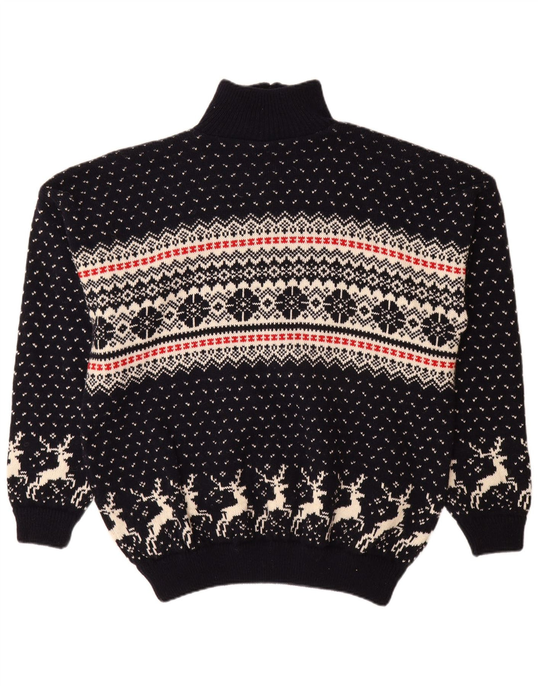 Vintage sweater med lynlås til mænd XL marineblå Fair Isle