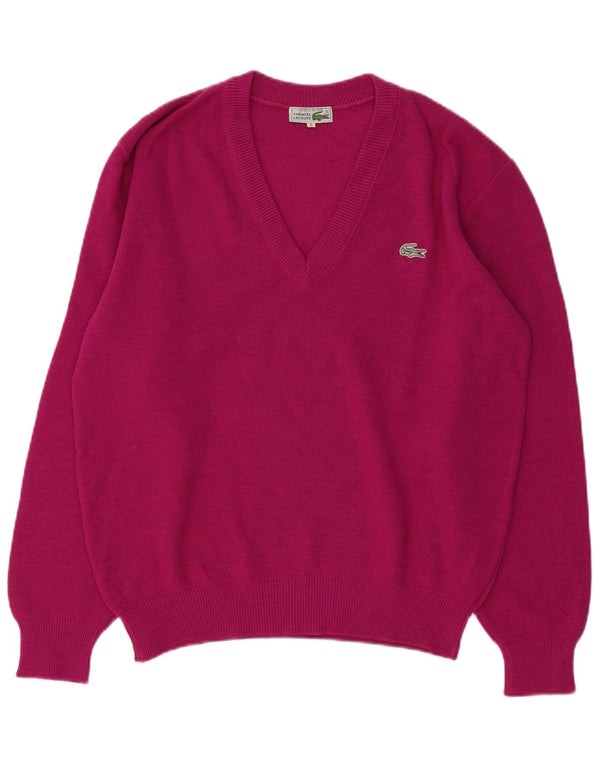 LACOSTE Herre V-hals sweater str. 5 Large Pink Uld