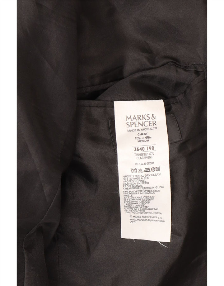 Marks & Spencer Herre 3-knaps blazerjakke UK 40 Medium Sort Polyester