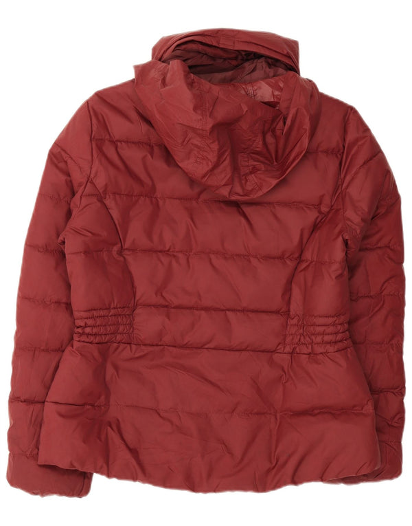 Marks & Spencer Polstret hættejakke til kvinder UK 12 Medium Burgundy Polyester