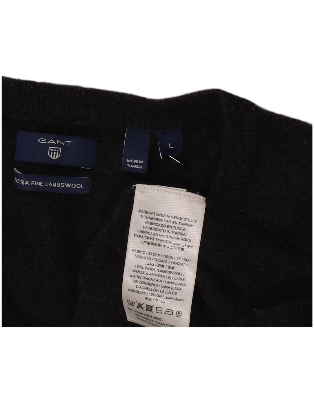 Gant Dame V-hals sweater UK 16 Stor grå lammeuld