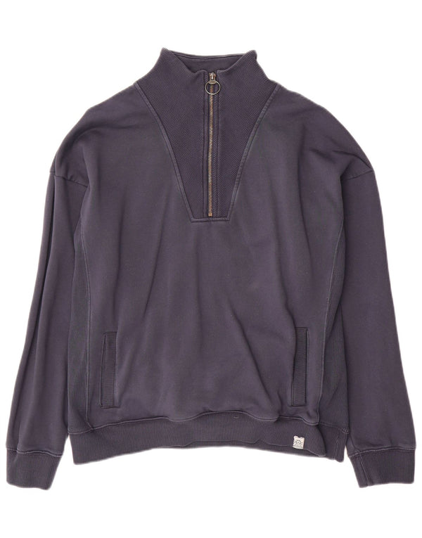 Fat Face Herre Zip Neck Sweatshirt Jumper Medium Navy Blue
