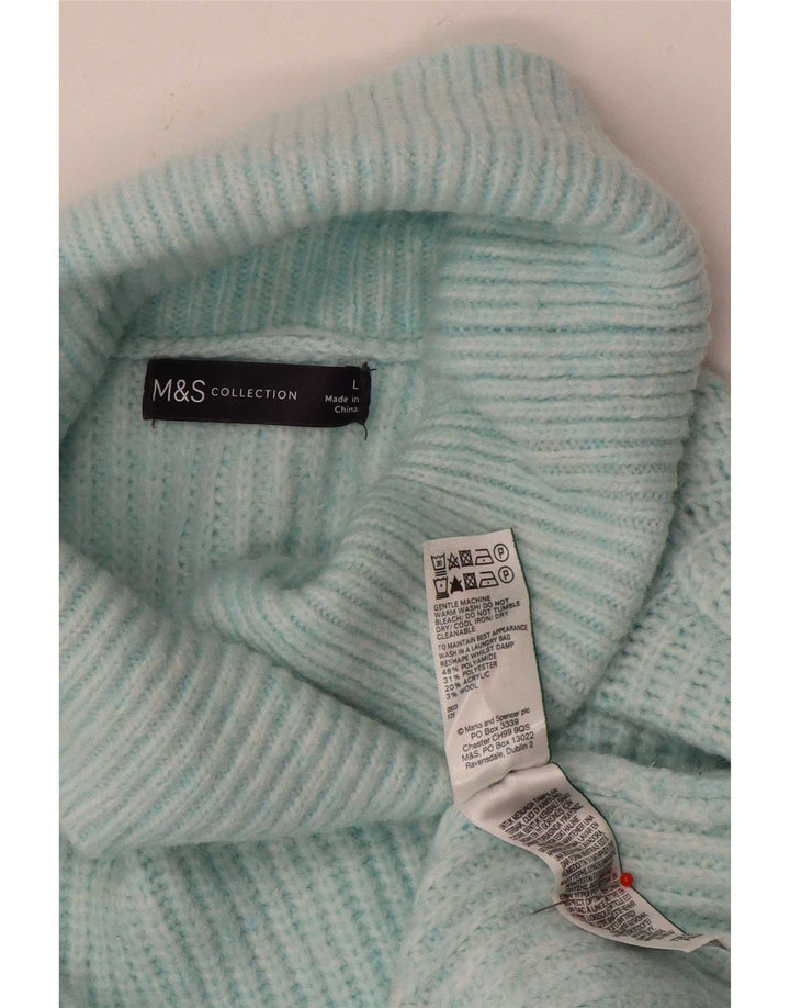 Marks & Spencer Dame Oversized Roll Neck sweater UK 16 Large Blue