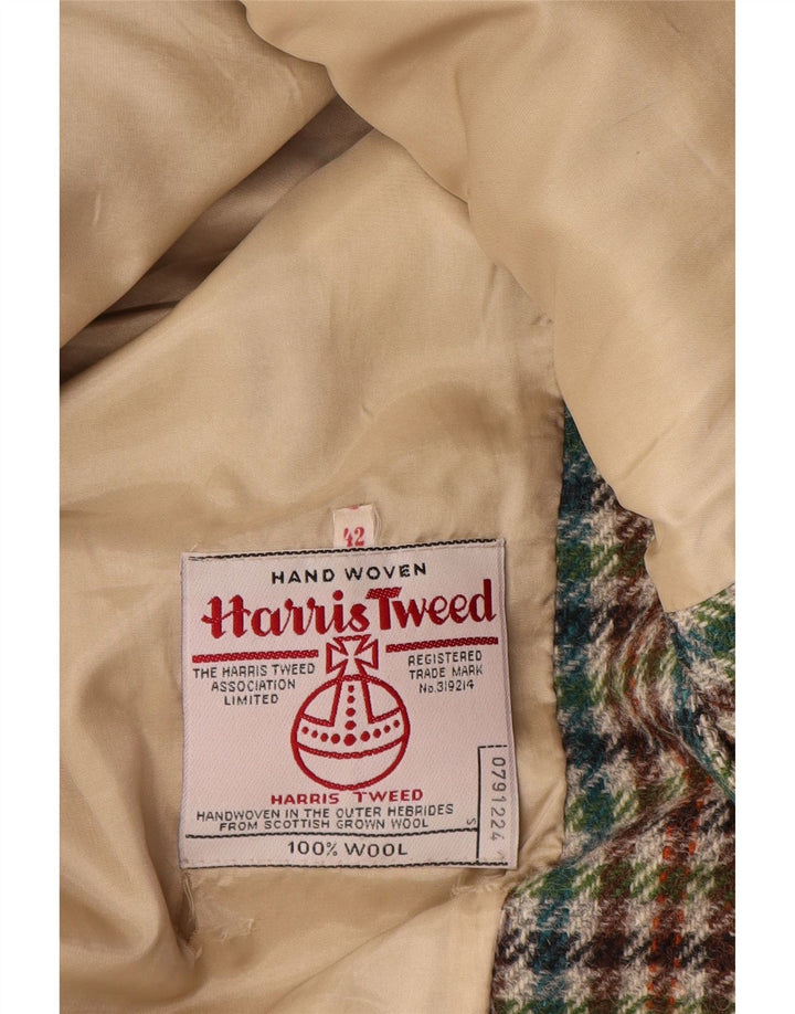 Harris Tweed Dame 2 Button Blazer Jacket EU 42 Large Green Houndstooth