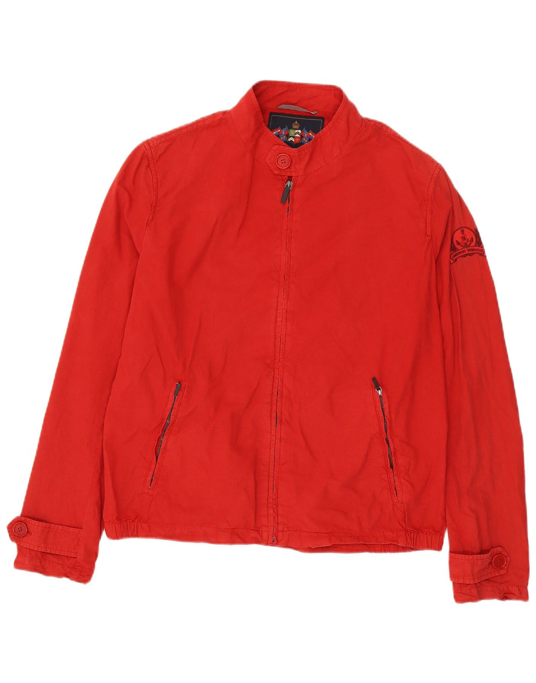 Amerigo Vespucci Herre Bomber Jacket UK 40 Large Red Bomuld
