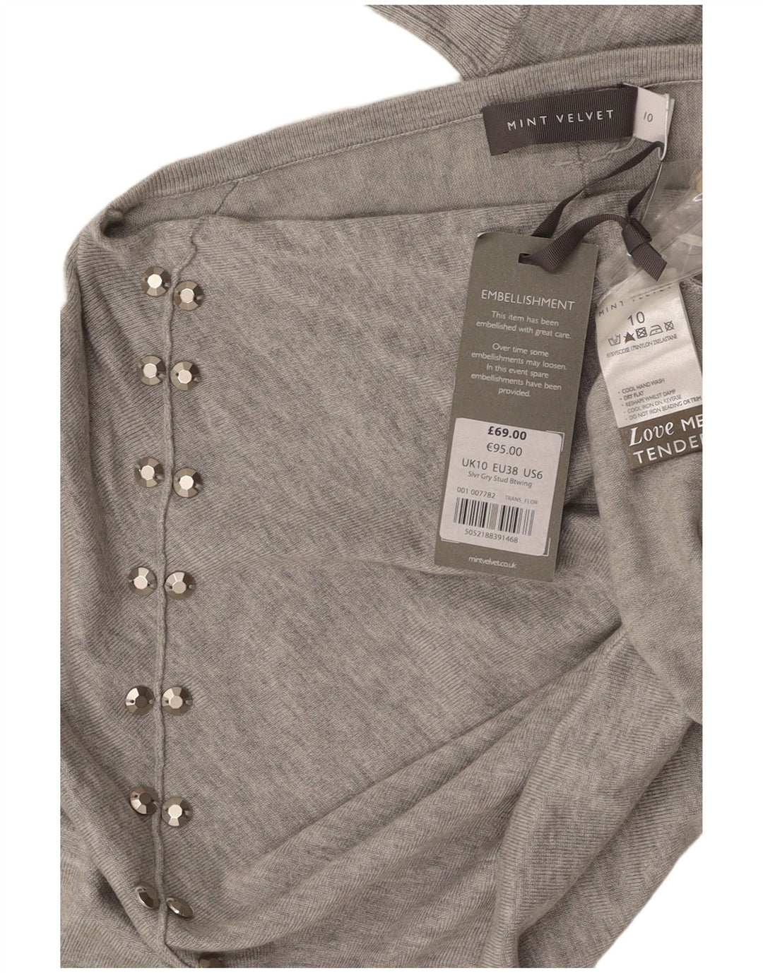 MINT VELVET Womens Oversized Boat Neck Jumper Sweater UK 10 Small Grey