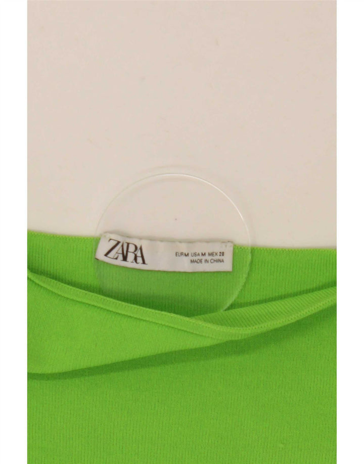 Zara Womens Crop Off Shoulder Top UK 12 Medium Green