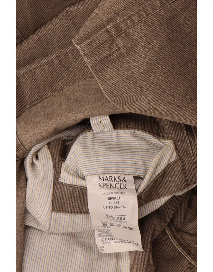 Marks & Spencer Herre 3-knaps blazerjakke UK 36 Small Khaki Pinstripe