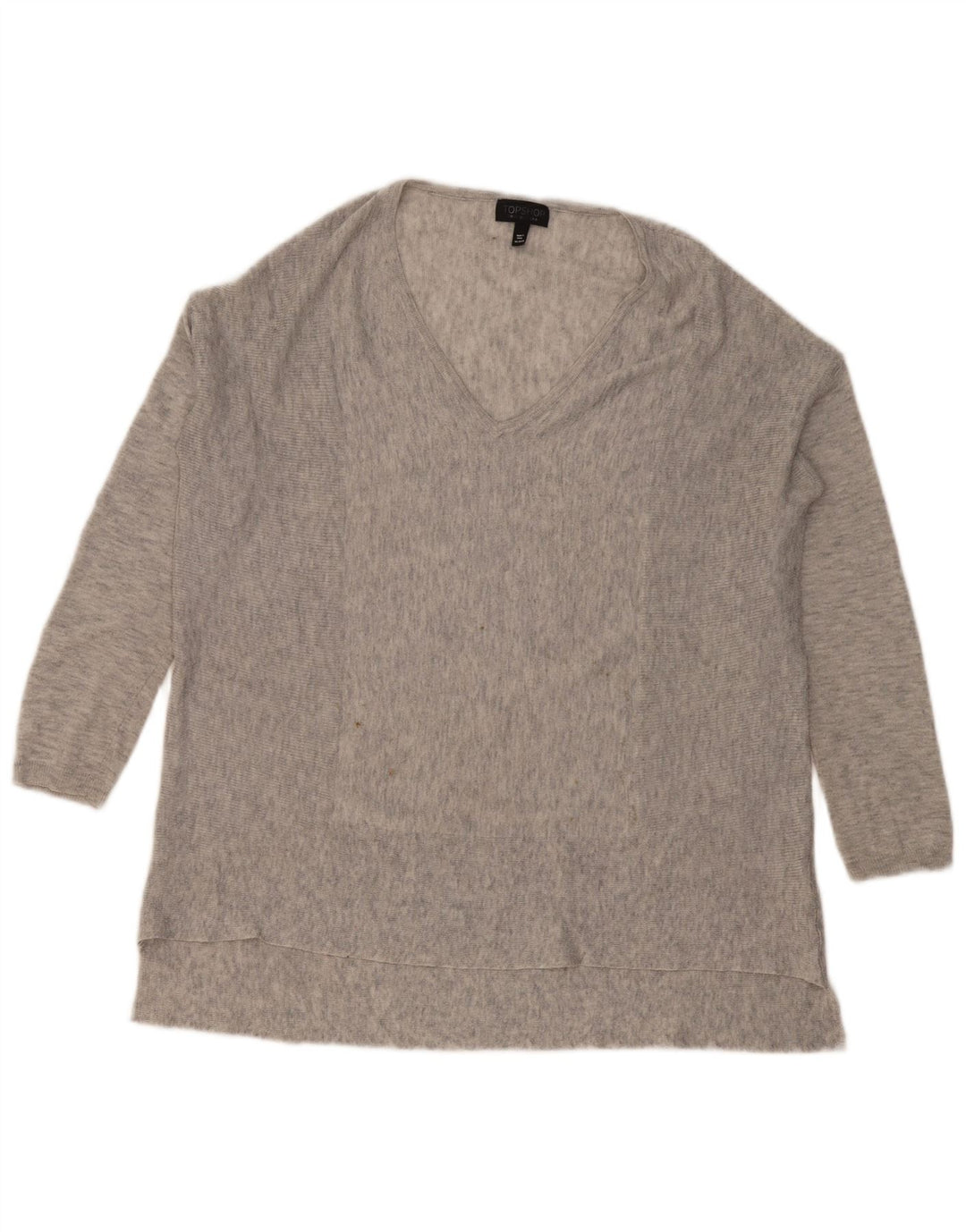 Topshop Dame Oversized Top Langærmet UK 6 XS Grå Flecked Polyester