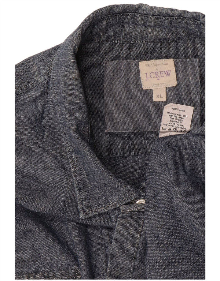 J. CREW Dame denim skjorte UK 18 XL Navy Blue Bomuld