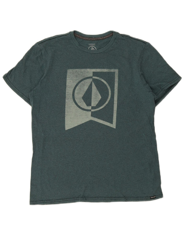 Volcom Herre Modern Fit Grafisk T-Shirt Top Medium Grøn Bomuld