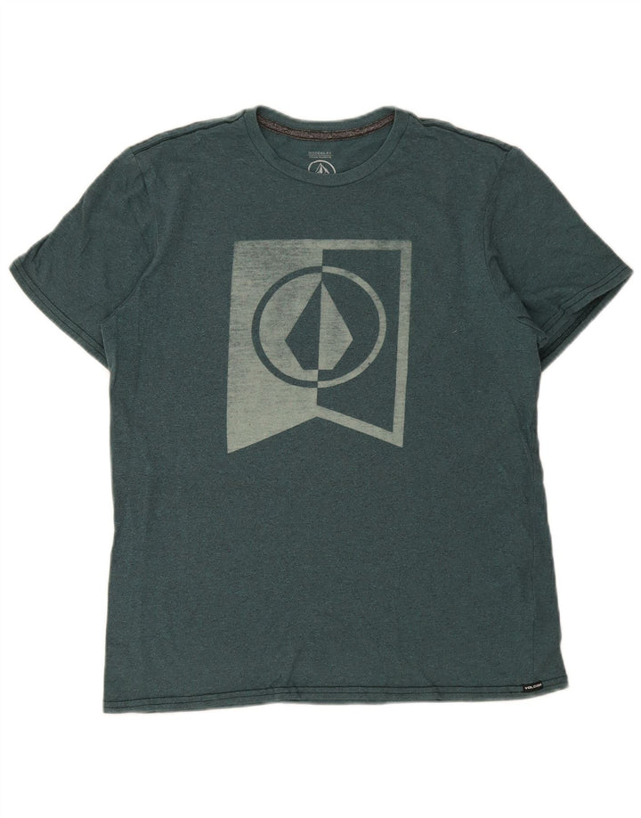 Volcom Herre Modern Fit Grafisk T-Shirt Top Medium Grøn Bomuld